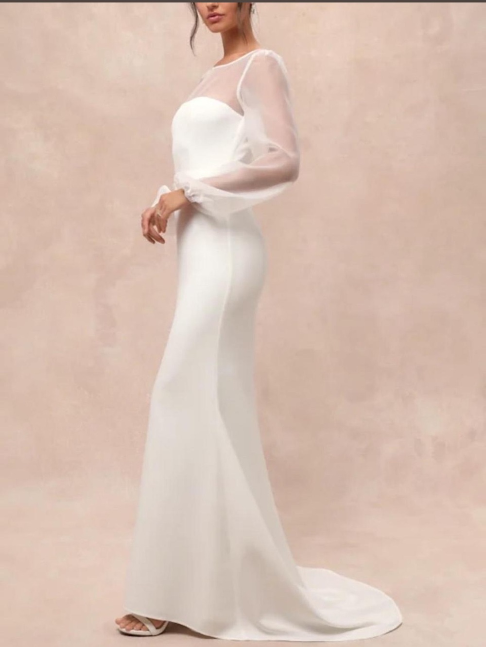 Lulu’s Immaculate Romance White Sheer Organza Long Sleeve Maxi Dress